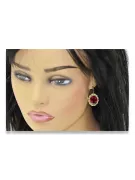 Or jaune 8 carats 333 Ruby des boucles d'oreilles vec007x-rb Russe Soviétique URSS Artisanat vintage Art Deco style